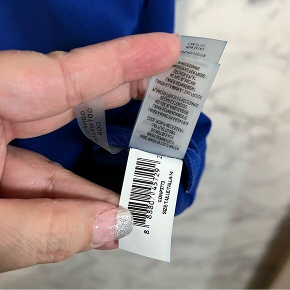 NEW GUESS Lace Sleeve Scuba Crepe Sheath Dress, Cobalt, Size 14 Long Sleeves - Picture 12 of 15